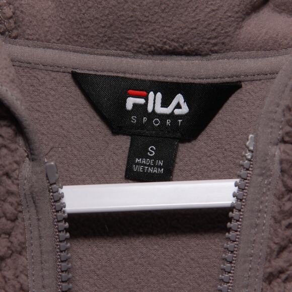 Fila Gray Sherpa Fleece Hoodie Jacket Size Small - Picture 9 of 10